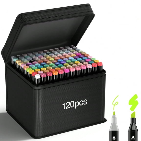120 Colors Dual Tips Alcohol Markers, Art Markers Pens With Pen Holder, Permanent Sketch Markers Set For Coloring,Painting, Sketching, Illustrations