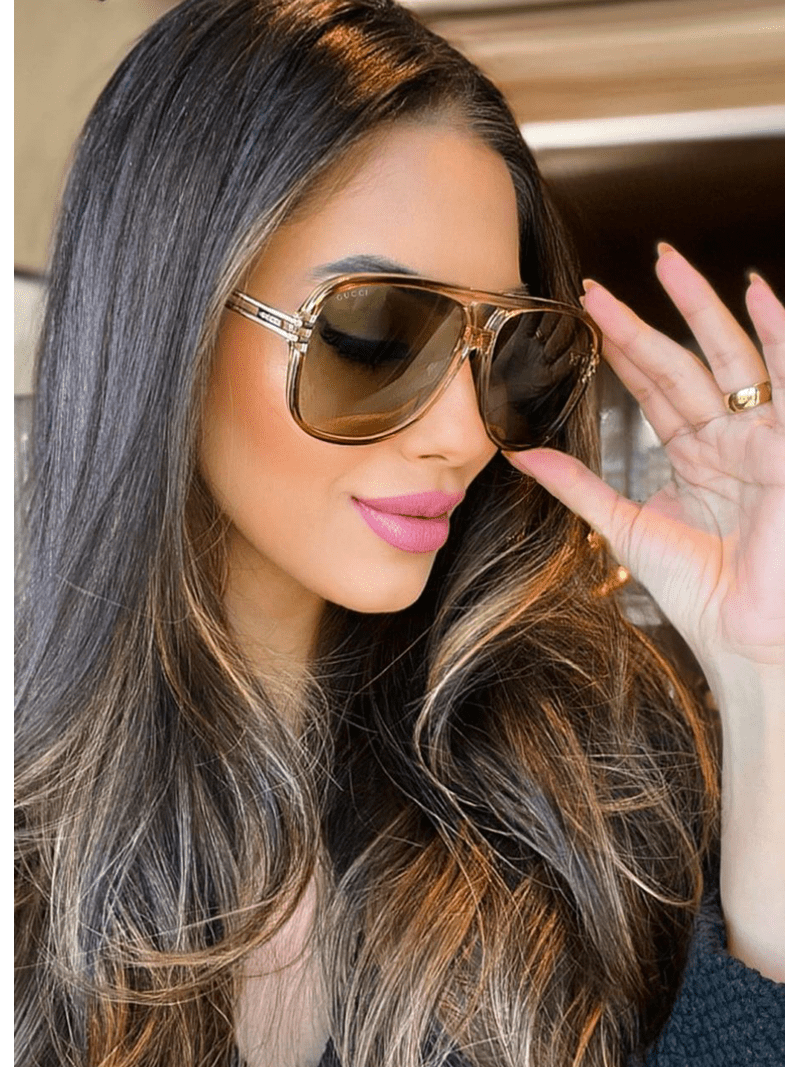 Gucci GG1105S 002 Sunglasses Transparent Orange/Silver Aviator Frame Gucci GG1105S Sunglasses | Free Shipping | EZContacts.com main image 2