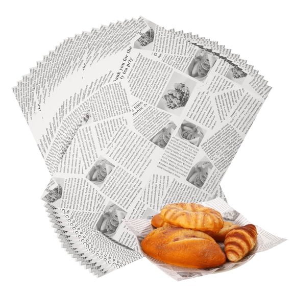 Uxcell 50Pcs Wax Paper Sheets, 15 x 11.1 Inch Sandwich Wrapping Paper Food Basket Liners for Hamburger Bread Party Fair Outdoors Picnic, White (Newspaper)