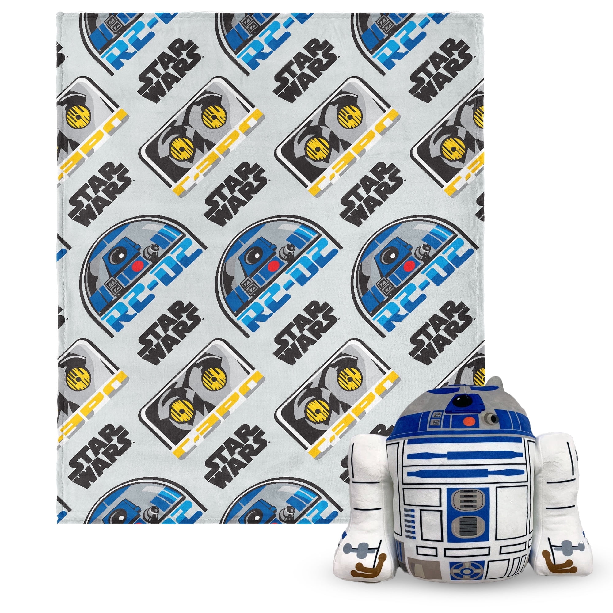 Disney Star Wars R2-D2 Droid Silk Touch Throw Blanket and Plush Character Hugger Set