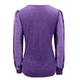 thumbnail image 5 of WTXUE Sequin Tops for Women Shell Trim V Neck Mesh Long Sleeve Blouses Glitter Party Mardi Gras Shirts Sparkly Slim Fitted Shirt Elastic Flowy Tops Elegant Dressy Casual Blouses Purple Xxl, 5 of 8