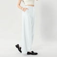 thumbnail image 5 of bbyeadc Plus Size Dress Pants for Women Professional Straight Wide Leg Dress Pants Womens Casual High Waist Pant with Pockets 4x 5x Dressy Basic Slacks, White S, 5 of 9