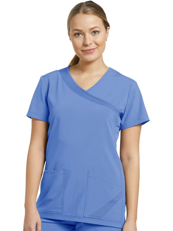 Fit by White Cross Women's Mock Wrap Solid Scrub Top