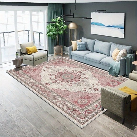 1PC Oriental Style Area Rug Partial Carpet, Lightweight Washable Easy-to-Tidy Rug Mat Festival Gift, Suitable for Living Room, Bedroom, Dining Room, Office, Balcony, Room Accessories