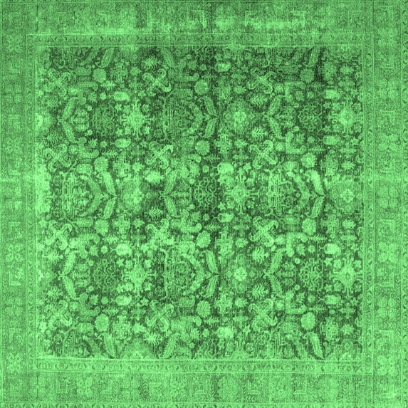 Ahgly Company Indoor Square Persian Emerald Green Traditional Area Rugs, 5' Square