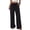 Black, variant on Wide Leg Pants for Women Drawstring Elastic Waist Trousers with Pockets Summer Vacation Clothes Navy Blue L