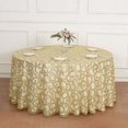 thumbnail image 4 of Efavormart 120" Gold Sequin Leaf Embroidered Seamless Tulle Round Tablecloth, Sheer Table Overlay, 4 of 11