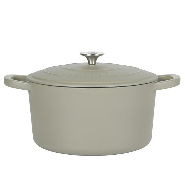 Olla holandesa redonda de hierro fundido Crock Pot Artisan de 5 cuartos con tapa - Verde mate