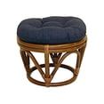 thumbnail image 1 of International Caravan 3301-REO-S05 Rattan Ottoman with Outdoor Fabric Cushion -Azul, 1 of 1