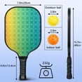 thumbnail image 3 of Pickleball Paddles Set Of 1, Fiberglass Surface, Vibrant Rainbow Print, 1 Paddle, 2 Balls & Bag, 3 of 5