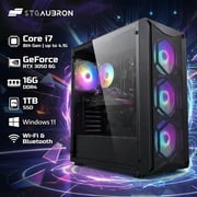 STGAubron Gaming PC Computer Desktop, Intel Core i7 8th Gen up to 4.1GHz, GeForce RTX 3050 6G, 16G DDR4, 1T SSD, WiFi 6, BT 5.2, RGB Fan x4, Windows 11 Home