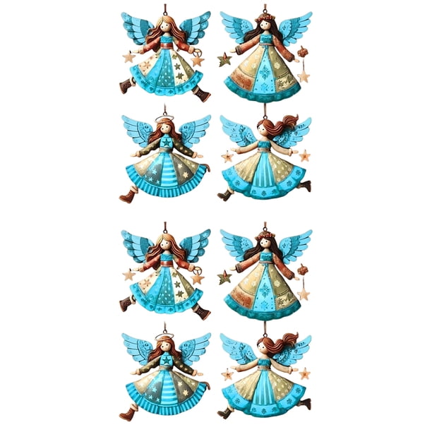 Adornos navideños de madera con forma de ángel. Adornos rústicos de estilo granja con forma de ángel. Adornos para colgar en el árbol de Navidad para decorar el hogar en Navidad.