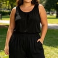 thumbnail image 5 of Women's Tank Top Sleeveless Round Neck Plus Size Tank Black XXL, 5 of 6