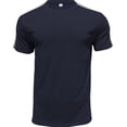 thumbnail image 3 of Men's Side Striped T-Shirt Casual Short Sleeve Round Neck Tee Top for Gym Workout Fitness Training Streetwear Modern Fashion Essential | AESTIVO,Navy L, 3 of 9