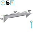 thumbnail image 3 of AmGood 18" Width x 60" Length | Stainless Steel Wall Shelf | Square Edge | Metal Shelving | Heavy Duty | Commercial Grade | Wall Mount | NSF Certified, 3 of 7