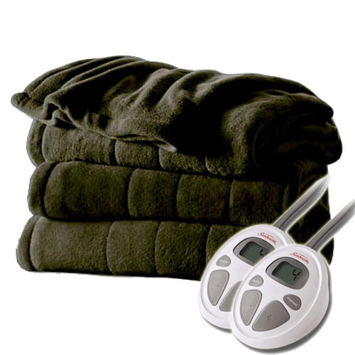 Sunbeam Channeled Microplush Electric Heated Blanket Twin Full Queen