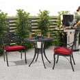 thumbnail image 2 of Nuu Garden 3 Pieces Cast Aluminum Outdoor Patio Bistro Set with Cushions, Patio Furniture Set with Umbrella Hole All-Weather Small Patio Table and Chairs,Black&Red, 2 of 9
