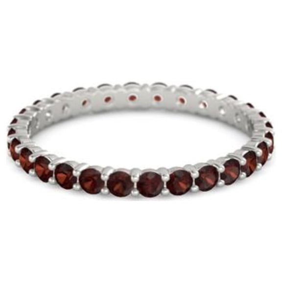 Garnet Round 2.50 MM Eternity 925 Sterling Silver Women Stacking Ring Jewelry Size US- 4