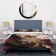 thumbnail image 3 of Designart "Fluid Fusion in Gold and Red I" Abstract Bedding Covert Set - Modern Gold Transitional Bed Set With 2 Shams, 3 of 6