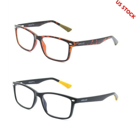 Blue Light Blocking Glasses Mens Womens Rectangular Computer Eyeglasses Stylish - Black