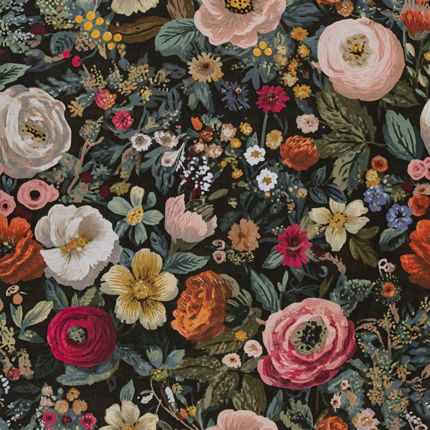(3 pack) Abyssaly Floral Wallpaper Peel and Stick 17.3"×118.1" Floral Black Wallpaper Vintage Plant Oil-Painting Self Adhesive Textured Wall Paper Contact Paper Home Decor Wall Covering