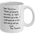 thumbnail image 2 of Son-In-Law Coffee Mug Funny Dear Son In Law Thanks For Being Mine 11 oz White Ceramic Coffee Cup, 2 of 7