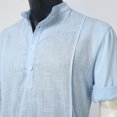 thumbnail image 3 of toraway Fall Clothes Men's Shirts Medium Mens Spring and Summer Solid Color Cotton and Linen with Holes and Lapels and Buttoned Short Sleeved Shirts Slubby Cotton L, 3 of 3