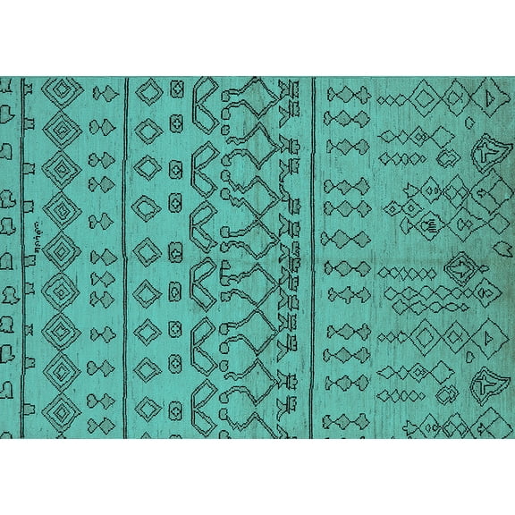 Ahgly Company Machine Washable Indoor Rectangle Solid Turquoise Blue Modern Area Rugs, 5' x 7'