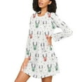 thumbnail image 3 of joogoo Xmas Cute Reindeers Women's Long Sleeve Nightgown Sleepwear L, 3 of 8