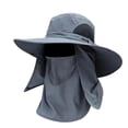 thumbnail image 4 of Sombrero de sol Sombrero de pesca Sombrero de cubo de protección solar al aire libre con cubierta de solapa de cuello de cara extraíble para acampar, Gris oscuro DYNWAVEMX Sombrero de pesca, 4 of 8