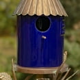 thumbnail image 5 of 69" Tall Iron & Cobalt Blue Porcelain Birdhouse Stake "Cannes", 5 of 7