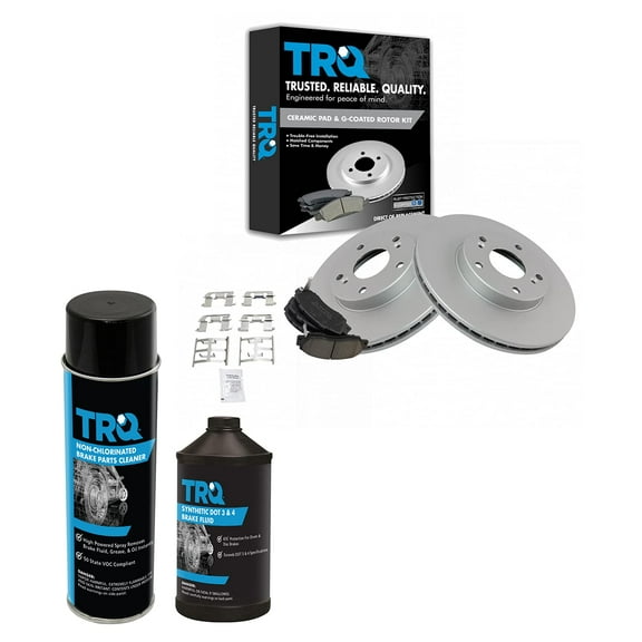 TRQ Brake Pad Ceramic & G-Coated Rotor Front Kit w/Fluids for 98-02 Honda Accord BKA17711