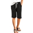 thumbnail image 2 of shoper Bermuda Shorts for Girls Elastic Waist Drawstring Knee Length Shorts Summer Lightweight Capri Pants foir Kids Linen Long Shorts with Pockets, 2 of 6