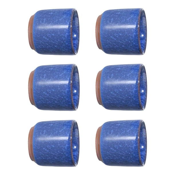 Injueey 6 piezas de cerámica Mini maceta para Cactus y suculentas Azul oscuro