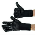 thumbnail image 3 of Guantes para barbacoa, resistentes al calor, para asar, de silicona, para horno, para cocinar y hornear, color negro, 3 of 10
