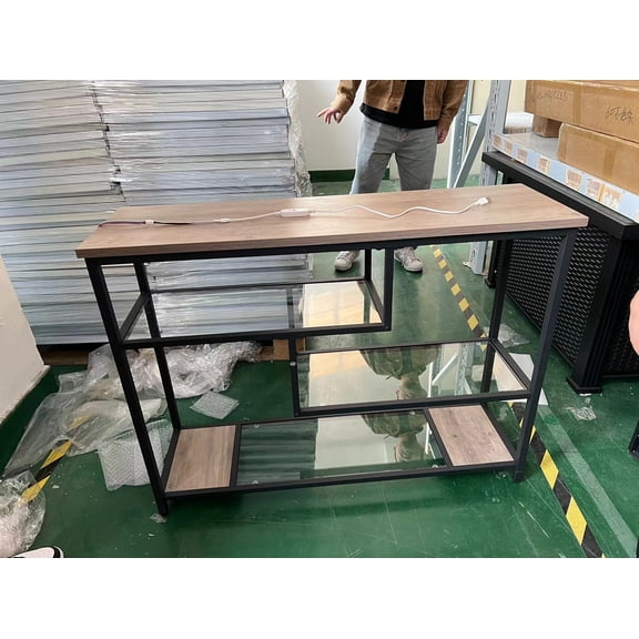 Console Table, 4-Tier Sofa Tables Narrow Entryway Table with Glass Shelf and Metal Frame, 39.4" Behind Couch Table Industrial Hallway Table for Living Room, Foyer, Bedroom