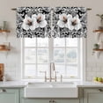 thumbnail image 2 of Black White Spring Floral Tier Curtains, Summer Botanical Modern Light Filtering Kitchen Curtains, 2Pcs Rod Pocket Half Window Treatments Panels for Sink Cafe Cabinet Camper 27.5x36 Inches, 2 of 9