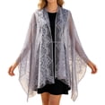thumbnail image 3 of AHMOMEI Women’s Lace Shawl Wrap, Sheer Open Front Fringed Cover Up, Lightweight Scarf for Evening Dresses Wedding Bridesmaid Party (Gray), 3 of 6