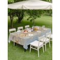 thumbnail image 4 of Outdoor Tablecloth with Umbrella Hole for Patio/Picnic/Party/Camping, Coastal Beach Waterproof Table Cloth Rectangle Table Cover Washable, Summer Ocean Sea Starfish Blue Wooden Grain (54"x 80"), 4 of 9