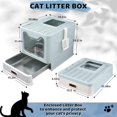 thumbnail image 3 of Enclosed Cat Litter Box with Lid Top Exit Covered Metal Stainless Steel Litter Box Leak Proof & Odorless Easy to Clean Including Cat Litter Scoop and Litter Mat, 3 of 7