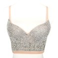 thumbnail image 1 of Women's Lace Rhinestone Bustier Crop Top, Sexy Corset Top Bra, 1 of 5