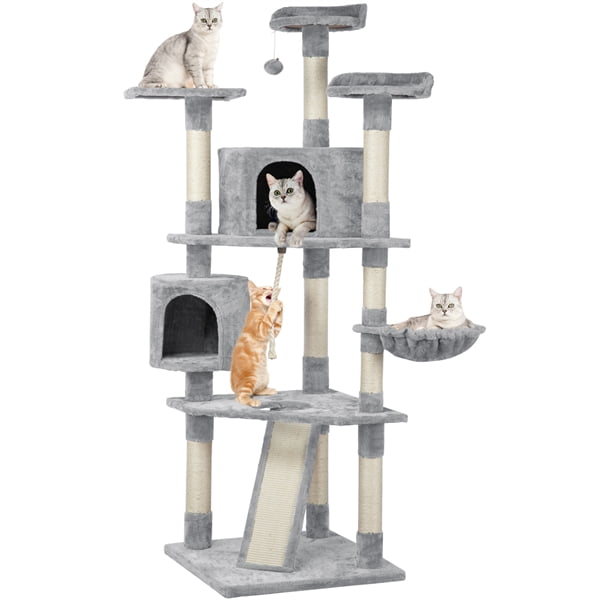 From a simple tower or litterbox furniture to cat houses for multiple felines, find the right piece for your home. smilemart 79 double condo cat tree and scratching post tower dark gray