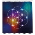 thumbnail image 3 of Ambesonne Digital Shower Curtain, Circles Grid Esoteric, 69"Wx70"L, Indigo, 3 of 3