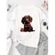 thumbnail image 2 of Creative Floral Puppy Pattern Printed Women'S Trendy Round Neck Short Sleeve, Simple Casual Sports T-Shirt, Comfortable Summer Top for Holidays., 2 of 6