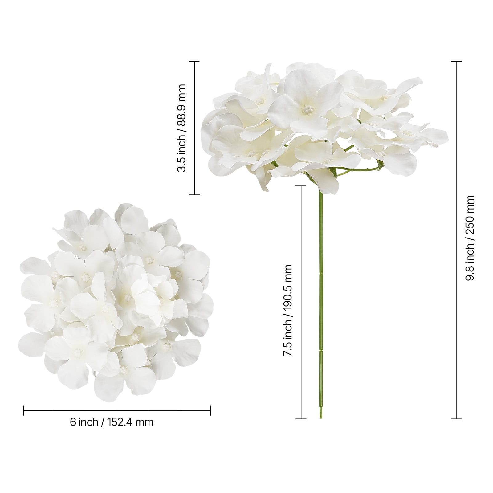 VEVOR Artificial Flowers, 65 pcs Real Looking White Silk Fake Hydrangea Bulk, White Faux Bridal Shower with Stems for DIY Wedding Bouquets, Home Centerpieces Arrangements, Party Tables Decorations