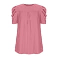 thumbnail image 3 of Wiyuqeen Womens Chest Pleated Tunic Tops Summer Short Puff Sleeve T-Shirts Casual Solid Color Blouses Basic Elegant Loose Fitted Crew Neck Tees, 3 of 7