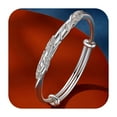 thumbnail image 4 of Valentines Day Gifts, Sterling Silver Bangle Bracelets for Women Fashion Jewelry Simple Adjustable 925 Silver Cuff Bangles for Women Mom Wife Valentine Mothers Day ,Gifts for Girlfriend Boyfriend, 4 of 8