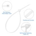 thumbnail image 3 of Uxcell 100Pcs Bridas de Montaje de 6 Pulgadas, Bridas de Nylon, Blancas, 3 of 6