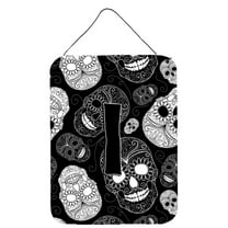 Carolines Treasures CJ2008-IDS1216 Letter I Day of the Dead Skulls Black Wall or Door Hanging Prints 12WX16H multicolor