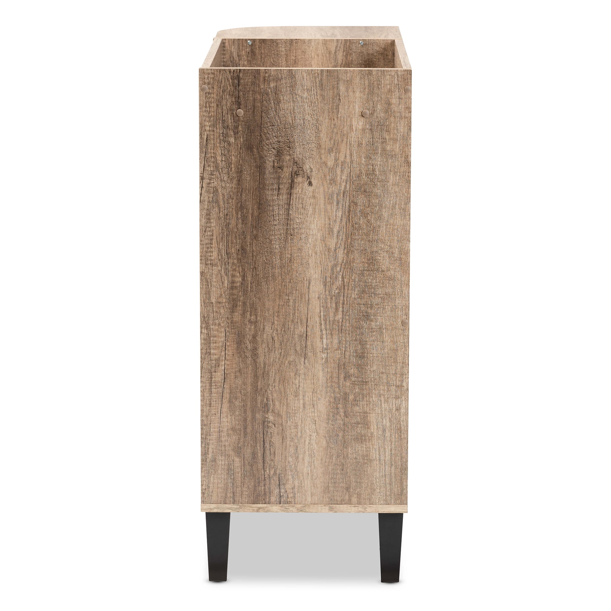 Baxton Studio Modern Contemporary 2-Door Shoe Cabinet, Brown and Black, 67.2 lbs